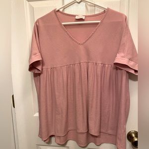 Pink Lily size small rose pink high/low shirt.